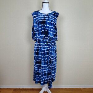 Jessica Howard Tie Dye Dress Women's Plus Size 22W Blue Stretch